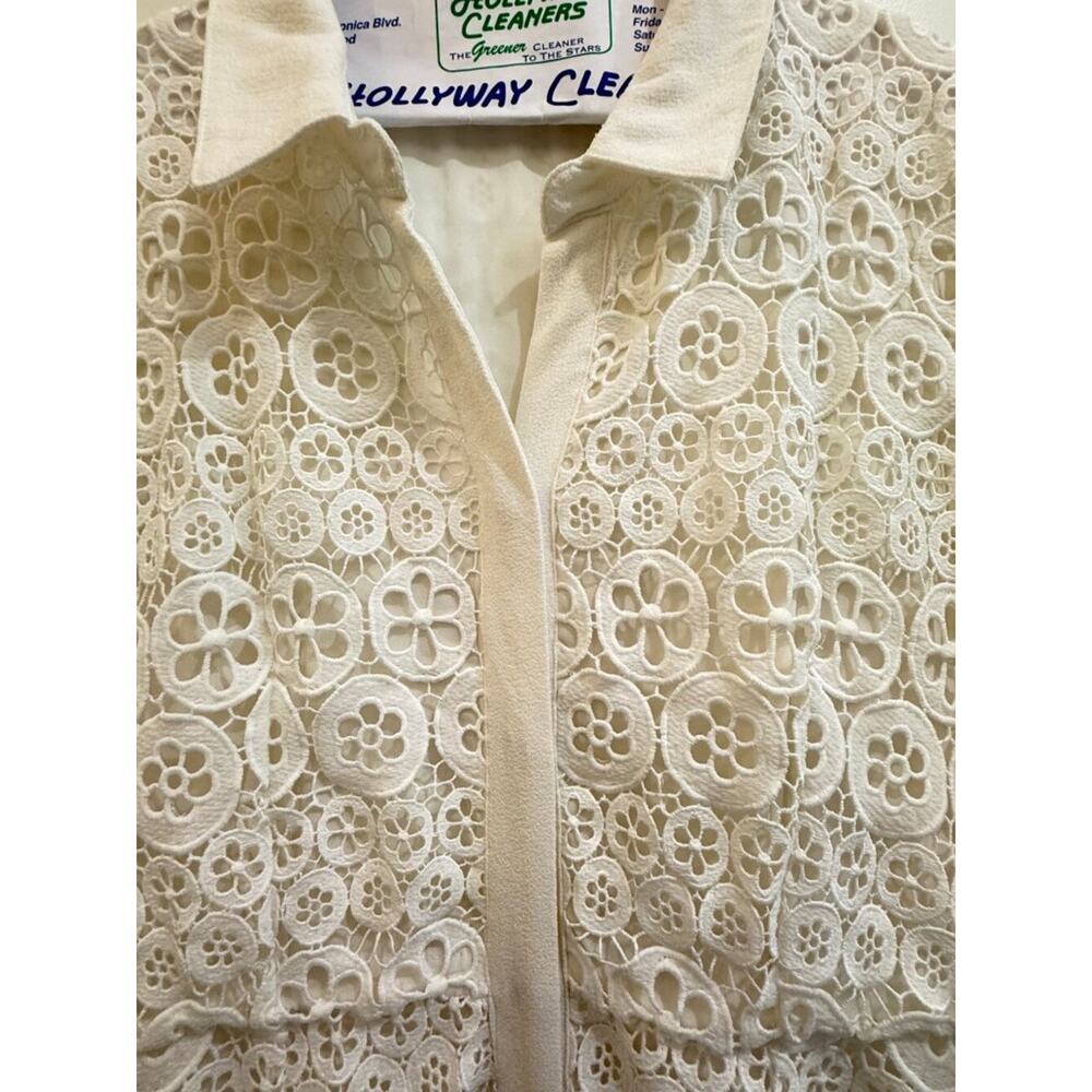 Maje White Eyelet Lace Tie-Belt Shirt Dress Spring Summer Size 4 - Picture 5 of 11